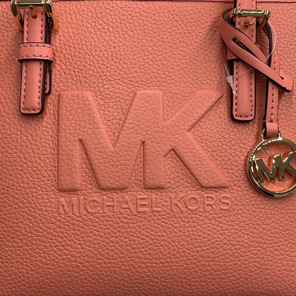 MICHAEL KORS XSMALL CARRYALL CONVERTIBLE TOP ZIP TOTE SHERBERT COLOR - Picture 13 of 16